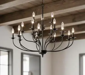 Industrial 18 Lights Black Chandelier, 3-Tier Farmhouse Vintage Chandelier 43" Large Candle Black Pendant Light Fixtures for Living Room Dining Room Hallway Foyer Industrial 18 Lights Black Chandelier, 3-Tier Farmhouse Vintage Chandelier 43" Large Candle Black Pendant Light Fixtures for Living Room Dining Room Hallway Foyer