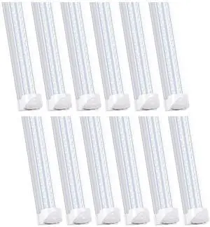 8FT LED Shop Light Fixture (12-Pack) - 120W Linkable T8 Tube Lights, 6000K Cold White, V-Shape Clear Cover - High Output Plug & Play Lighting for Garage, Warehouse, Workshop 8FT LED Shop Light Fixture (12-Pack) - 120W Linkable T8 Tube Lights, 6000K Cold White, V-Shape Clear Cover - High Output Plug & Play Lighting for Garage, Warehouse, Workshop