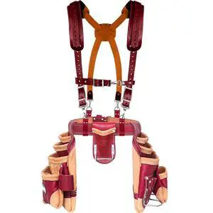 Leather Tool Belt for Men with Suspender, 16 Pocket Pro Framing Combo Comes with Tools Pouches, Triple Hammer Holder, Adjustable Padded Belt, Leather Suspender for Back Support with 4 D-Loops Leather Tool Belt for Men with Suspender, 16 Pocket Pro Framing Combo Comes with Tools Pouches, Triple Hammer Holder, Adjustable Padded Belt, Leather Suspender for Back Support with 4 D-Loops
