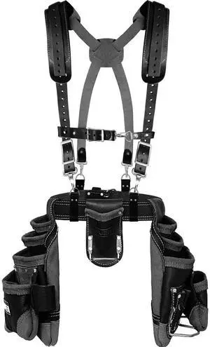 Leather Tool Belt for Men with suspender, 16 Pocket Pro Framing Combo Comes with Tools Pouches, Triple Hammer holder, Adjustable Padded Belt, Leather Suspender for back support with 4 D-Loops Leather Tool Belt for Men with suspender, 16 Pocket Pro Framing Combo Comes with Tools Pouches, Triple Hammer holder, Adjustable Padded Belt, Leather Suspender for back support with 4 D-Loops