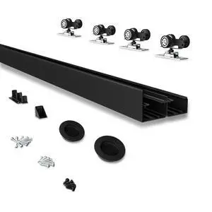 6FT Heavy Duty Bypass Door Hardware with Finger Pulls,Sturdy Aluminum Sliding Closet Door Track for 2 door System,Quietly and Smoothly,Fit Door Thickness 1 3/8" or 1 3/4",Easy to Install, Black 6FT Heavy Duty Bypass Door Hardware with Finger Pulls,Sturdy Aluminum Sliding Closet Door Track for 2 door System,Quietly and Smoothly,Fit Door Thickness 1 3/8" or 1 3/4",Easy to Install, Black