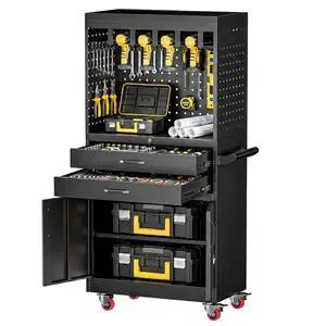 Professional Mobile Tool Cart with Locking Wheels, Large Storage & Built-in Outlet - Heavy Duty Rolling Workbench for Garage, Workshop, Electric Tool Organization and Moving Jobs Professional Mobile Tool Cart with Locking Wheels, Large Storage & Built-in Outlet - Heavy Duty Rolling Workbench for Garage, Workshop, Electric Tool Organization and Moving Jobs