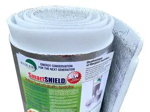 SmartSHIELD -20mm 48" X25ft Reflective Insulation Roll, Foam Core Radiant Barrier, Thermal Foil Insulation Panel - 0.8 Inch Thickness, R-23 SmartSHIELD -20mm 48" X25ft Reflective Insulation Roll, Foam Core Radiant Barrier, Thermal Foil Insulation Panel - 0.8 Inch Thickness, R-23