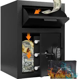 2.6 Cuft Depository Drop Slot Safe, Anti-Fishing Digital Cash Safe with Emergency Keys, Wall & Floor Mount Deposit Box for Retail, Restaurant, Hotel, Office, Landlord Small Business 2.6 Cuft Depository Drop Slot Safe, Anti-Fishing Digital Cash Safe with Emergency Keys, Wall & Floor Mount Deposit Box for Retail, Restaurant, Hotel, Office, Landlord Small Business