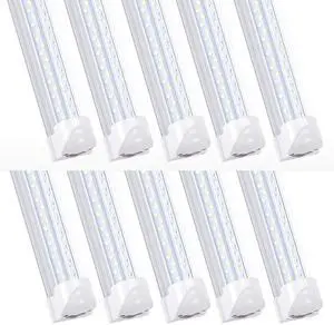 8FT LED Shop Light (10-Pack) - 120W Linkable Fixture, T8 Integrated Tube, V-Shaped 270° Beam - 6000K Daylight, Clear Lens, Plug & Play - Garage, Warehouse, Workshop Lighting 8FT LED Shop Light (10-Pack) - 120W Linkable Fixture, T8 Integrated Tube, V-Shaped 270° Beam - 6000K Daylight, Clear Lens, Plug & Play - Garage, Warehouse, Workshop Lighting