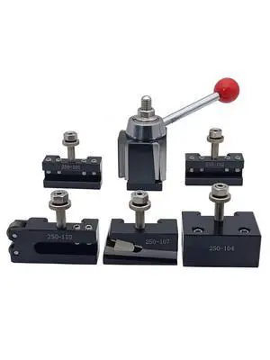 6PCS Wedge Type AXA Quick Change Tool Post With Tool Holders For Lathe Swing Dia 6-12",250-111 (AXA-6PCS) 6PCS Wedge Type AXA Quick Change Tool Post With Tool Holders For Lathe Swing Dia 6-12",250-111 (AXA-6PCS)