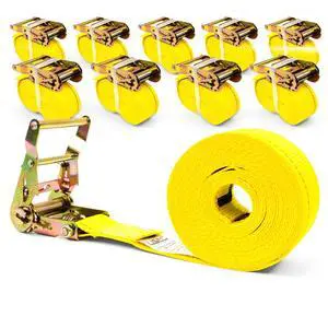 Endless Ratchet Straps (10 Pack), 2 Inch x 20 Foot Hookless Ratchet Straps, 6,000 LBS Break Strength, Black Tie Downs for Flatbed Trailers or Trucks, Great for Cargo Bundling Endless Ratchet Straps (10 Pack), 2 Inch x 20 Foot Hookless Ratchet Straps, 6,000 LBS Break Strength, Black Tie Downs for Flatbed Trailers or Trucks, Great for Cargo Bundling