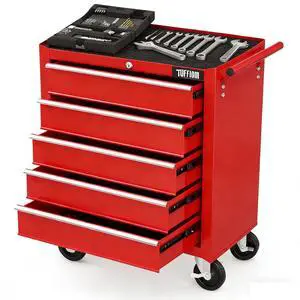 5-Drawer Rolling Tool Chest w/Drawers & Lock, Tool Storage Cabinet with Lockable Wheels, Top Cushion & Drawer Liners, Tool Organizer Box for Garage, Warehouse & Repair Sho 5-Drawer Rolling Tool Chest w/Drawers & Lock, Tool Storage Cabinet with Lockable Wheels, Top Cushion & Drawer Liners, Tool Organizer Box for Garage, Warehouse & Repair Sho