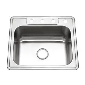 Glowtone 25 Inch Stainless Steel Topmount 4-Hole Single Bowl 8 Inch Deep Kitchen Sink - 2522-8BS4-1 Glowtone 25 Inch Stainless Steel Topmount 4-Hole Single Bowl 8 Inch Deep Kitchen Sink - 2522-8BS4-1