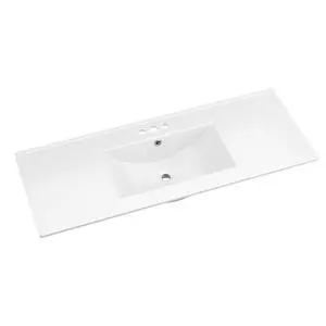 48"x18¼" Bathroom Vanity Sink Top with Three Holes, Ceramic Vanity Sink Top with Overflow, Drop in Bathroom Vessel Sink Rectangle, Glossy White 48"x18¼" Bathroom Vanity Sink Top with Three Holes, Ceramic Vanity Sink Top with Overflow, Drop in Bathroom Vessel Sink Rectangle, Glossy White