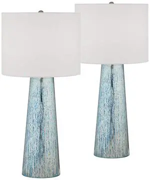 Marcus Modern Coastal Table Lamps 30" Tall Set of 2 Hand-Applied Mercury Glass Tapered Column White Drum Shade for Living Room Bedroom House Bedside Home Office (Color May Vary) Marcus Modern Coastal Table Lamps 30" Tall Set of 2 Hand-Applied Mercury Glass Tapered Column White Drum Shade for Living Room Bedroom House Bedside Home Office (Color May Vary)