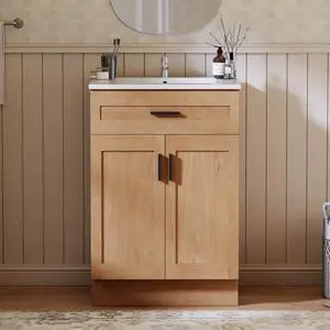 24 Inch Bathroom Vanity with Sink, Modern Storage Cabinet, Contains White Sink and Soft-Closing Door, Spacious Bathroom Storage Space (Nature with Sink, 24 Inch) 24 Inch Bathroom Vanity with Sink, Modern Storage Cabinet, Contains White Sink and Soft-Closing Door, Spacious Bathroom Storage Space (Nature with Sink, 24 Inch)
