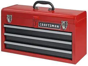 3-Drawer Metal Portable Chest Toolbox Red 3-Drawer Metal Portable Chest Toolbox Red