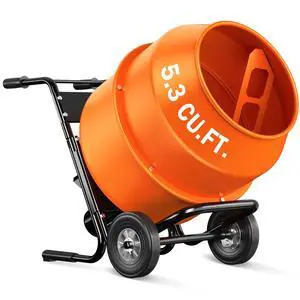 Electric Cement Mixer, 5.3 Cu.Ft. 750W 1HP Portable Drum Concrete Mixer Machine with Wheels & Stand Steel for Stucco, Mortar, Feed Mixing, Ideal for Construction & Farm Use, Orange Electric Cement Mixer, 5.3 Cu.Ft. 750W 1HP Portable Drum Concrete Mixer Machine with Wheels & Stand Steel for Stucco, Mortar, Feed Mixing, Ideal for Construction & Farm Use, Orange