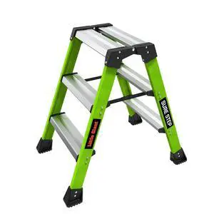 Ladders, Sure Step, 3-Step, Double-Sided Step Stool, Fiberglass, (11953), Type 1AA, 375 lbs Weight Rating, Hi-viz Green Ladders, Sure Step, 3-Step, Double-Sided Step Stool, Fiberglass, (11953), Type 1AA, 375 lbs Weight Rating, Hi-viz Green