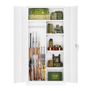 10-12 Gun Safe, 32"W Gun Safe for Rifles and Pistols, Rifle Safe with Lock, Quick Access Gun Cabinet with Adjustable Shelves for Home, White 10-12 Gun Safe, 32"W Gun Safe for Rifles and Pistols, Rifle Safe with Lock, Quick Access Gun Cabinet with Adjustable Shelves for Home, White