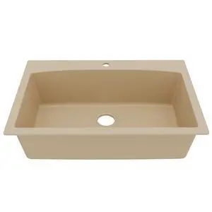 QT-712 Drop-In Quartz Composite 33 in. 1-Hole Single Bowl Kitchen Sink in Bisque QT-712 Drop-In Quartz Composite 33 in. 1-Hole Single Bowl Kitchen Sink in Bisque