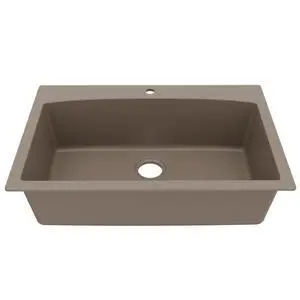 QT-712 Drop-In Quartz Composite 33 in. 1-Hole Single Bowl Kitchen Sink in Concrete QT-712 Drop-In Quartz Composite 33 in. 1-Hole Single Bowl Kitchen Sink in Concrete