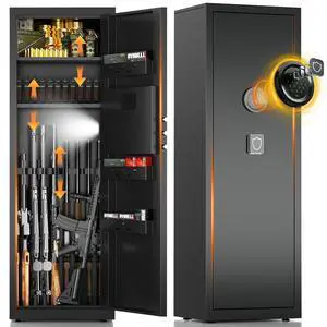 Gun Safe for Rifles and Pistols, All-Steel Metal Gun Cabinet with Electronic Keypad Fitting 6-8 Long Guns, Firearm Storage Solution with Removable Racks for Home Defense Gun Safe for Rifles and Pistols, All-Steel Metal Gun Cabinet with Electronic Keypad Fitting 6-8 Long Guns, Firearm Storage Solution with Removable Racks for Home Defense