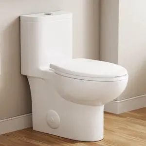 Elongated One Piece Toilet for Bathroom, Modern 17.3" ADA Comfort Height Design, Soft Closing Seat, High Efficiency Dual Flush (1.1/1.6 GPF), 12" Rough-In, MAP 1000g, White Toilet Bowl Elongated One Piece Toilet for Bathroom, Modern 17.3" ADA Comfort Height Design, Soft Closing Seat, High Efficiency Dual Flush (1.1/1.6 GPF), 12" Rough-In, MAP 1000g, White Toilet Bowl