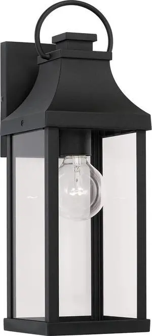 946411BK Bradford Clear Glass Outdoor Wall Lantern, 1-Light 100 Watt, 17" H x 6" W, Black 946411BK Bradford Clear Glass Outdoor Wall Lantern, 1-Light 100 Watt, 17" H x 6" W, Black