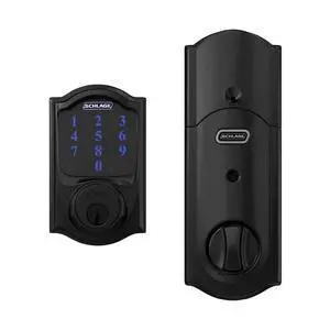 Connect Camelot Touchscreen Deadbolt with Built-In Alarm, Matte Black, BE469 CAM 622, Works with Alexa via SmartThings, Wink or Iris Connect Camelot Touchscreen Deadbolt with Built-In Alarm, Matte Black, BE469 CAM 622, Works with Alexa via SmartThings, Wink or Iris