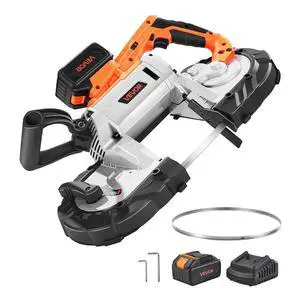 20V Portable Band Saw Kit, 5 Inches Deep Cut, 360W Bandsaw with Brushless Motor, Cordless and Compact, for Cutting Metal, Wood, Compatible with Makita Batteries (Kit with 4.0 Ah Battery) 20V Portable Band Saw Kit, 5 Inches Deep Cut, 360W Bandsaw with Brushless Motor, Cordless and Compact, for Cutting Metal, Wood, Compatible with Makita Batteries (Kit with 4.0 Ah Battery)