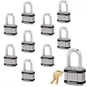 Magnum Padlocks - 2" W x 1-1/2"L Shackle, Ten (10) Keyed Alike Locks w/ 20 Keys, M5NKALFSTS-10 w/BumpStop Technology Magnum Padlocks - 2" W x 1-1/2"L Shackle, Ten (10) Keyed Alike Locks w/ 20 Keys, M5NKALFSTS-10 w/BumpStop Technology