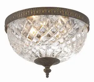 3 Light English Bronze Crystal Flush Mount 3 Light English Bronze Crystal Flush Mount
