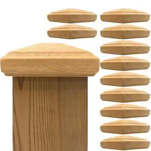 3.5" x 3.5" Wood ONE-Piece Slip Over Post Cap - Traditional Pyramid - 12 Pack - One-Piece Miterless - 3/8" Extended Lip - (for 4x4 Post Measuring 3-1/2" x 3-1/2") 3.5" x 3.5" Wood ONE-Piece Slip Over Post Cap - Traditional Pyramid - 12 Pack - One-Piece Miterless - 3/8" Extended Lip - (for 4x4 Post Measuring 3-1/2" x 3-1/2")