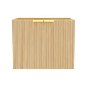 Modern Bathroom Vanity Without Sink, Floating Wall Mount Cabinet with Wavy Textured Doors, Waterproof Storage for Small Bathroom, Soft-Close Design, Nature Wood (Nature Without Sink, 24") Modern Bathroom Vanity Without Sink, Floating Wall Mount Cabinet with Wavy Textured Doors, Waterproof Storage for Small Bathroom, Soft-Close Design, Nature Wood (Nature Without Sink, 24")