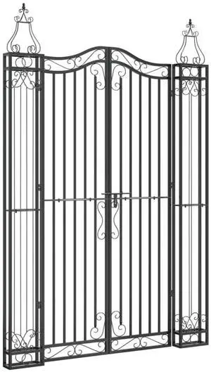 Garden Gate, Fence Gate, Metal Gate for Patio Outdoor Lawn Yard, Lockable Entrance Gate, Decorative Gate, Black Wrought Iron Garden Gate, Fence Gate, Metal Gate for Patio Outdoor Lawn Yard, Lockable Entrance Gate, Decorative Gate, Black Wrought Iron