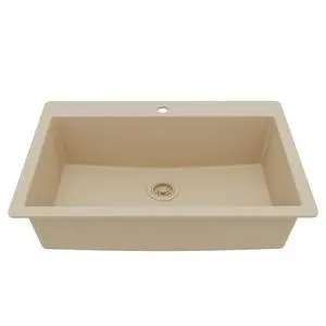 33" Drop-In Top Mount Quartz Composite Single Bowl Kitchen Sink in Bisque Extra Deep 9" Basin, Heat Resistant, Sound Dampening, Easy Clean Surface 33" Drop-In Top Mount Quartz Composite Single Bowl Kitchen Sink in Bisque Extra Deep 9" Basin, Heat Resistant, Sound Dampening, Easy Clean Surface