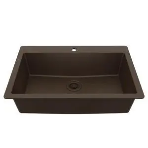 33" Drop-In Top Mount Quartz Composite Single Bowl Kitchen Sink in Brown Extra Deep 9" Basin, Heat Resistant, Sound Dampening, Easy Clean Surface 33" Drop-In Top Mount Quartz Composite Single Bowl Kitchen Sink in Brown Extra Deep 9" Basin, Heat Resistant, Sound Dampening, Easy Clean Surface