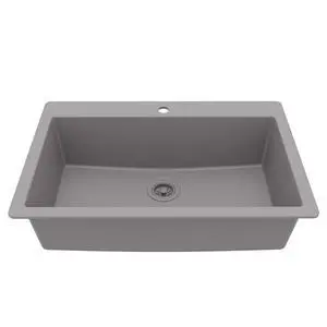 33" Drop-In Top Mount Quartz Composite Single Bowl Kitchen Sink in Grey Extra Deep 9" Basin, Heat Resistant, Sound Dampening, Easy Clean Surface 33" Drop-In Top Mount Quartz Composite Single Bowl Kitchen Sink in Grey Extra Deep 9" Basin, Heat Resistant, Sound Dampening, Easy Clean Surface