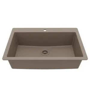 33" Drop-In Top Mount Quartz Composite Single Bowl Kitchen Sink in Concrete Extra Deep 9" Basin, Heat Resistant, Sound Dampening, Easy Clean Surface 33" Drop-In Top Mount Quartz Composite Single Bowl Kitchen Sink in Concrete Extra Deep 9" Basin, Heat Resistant, Sound Dampening, Easy Clean Surface