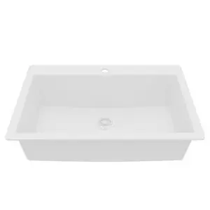 33" Drop-In Top Mount Quartz Composite Single Bowl Kitchen Sink in White Extra Deep 9" Basin, Heat Resistant, Sound Dampening, Easy Clean Surface 33" Drop-In Top Mount Quartz Composite Single Bowl Kitchen Sink in White Extra Deep 9" Basin, Heat Resistant, Sound Dampening, Easy Clean Surface