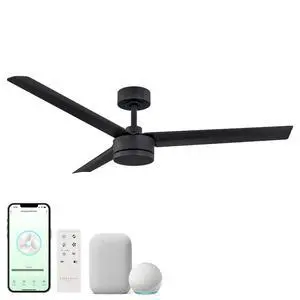 Indoor or Outdoor Breeze 52in 3-Blade Smart Indoor or Outdoor Ceiling Fan in Matte Black Works With iOS or Android App Indoor or Outdoor Breeze 52in 3-Blade Smart Indoor or Outdoor Ceiling Fan in Matte Black Works With iOS or Android App