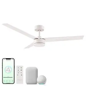 Breeze Indoor our Outdoor 52in 3-Blade Smart Indoor or Outdoor Ceiling Fan in Matte White Works With iOS or Android App Breeze Indoor our Outdoor 52in 3-Blade Smart Indoor or Outdoor Ceiling Fan in Matte White Works With iOS or Android App
