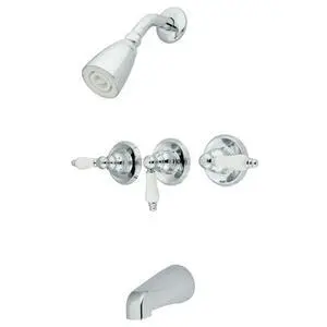 KB231PL Tub and Shower Faucet with 3-Porcelain Lever Handle, Polished Chrome,5-Inch Spout Reach KB231PL Tub and Shower Faucet with 3-Porcelain Lever Handle, Polished Chrome,5-Inch Spout Reach