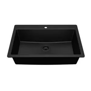 33" Drop-In Top Mount Quartz Composite Single Bowl Kitchen Sink in Black Extra Deep 9" Basin, Heat Resistant, Sound Dampening, Easy Clean Surface 33" Drop-In Top Mount Quartz Composite Single Bowl Kitchen Sink in Black Extra Deep 9" Basin, Heat Resistant, Sound Dampening, Easy Clean Surface
