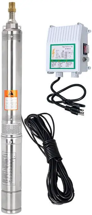 Deep Well Submersible Pump, Stainless Steel Submersible Well Pump with Control Box, 1 HP, 110V, 33 GPM,305FT Max Head, 50FT Power Cord, w/Check Valve & Outlet,ON/OFF Switch Deep Well Submersible Pump, Stainless Steel Submersible Well Pump with Control Box, 1 HP, 110V, 33 GPM,305FT Max Head, 50FT Power Cord, w/Check Valve & Outlet,ON/OFF Switch