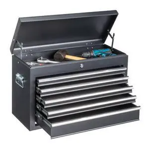 24" Portable Metal Tool Box, 5 Drawers Toolbox with Top Storage Tray, Carry Handle, Ball Bearing Runners, Lockable Tool Chest Cabinet for Garage, Warehouse, Repair Shop & Home, Black 24" Portable Metal Tool Box, 5 Drawers Toolbox with Top Storage Tray, Carry Handle, Ball Bearing Runners, Lockable Tool Chest Cabinet for Garage, Warehouse, Repair Shop & Home, Black