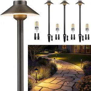 Low Voltage Landscape Lighting Brass, 12v Pathway Lights Waterproof, Hard Wired Path Light Outdoor, Bronze for Exterior Area Patio House with 3W 270LM 3000K Warm White G4 Bulb (4 Pack) Low Voltage Landscape Lighting Brass, 12v Pathway Lights Waterproof, Hard Wired Path Light Outdoor, Bronze for Exterior Area Patio House with 3W 270LM 3000K Warm White G4 Bulb (4 Pack)