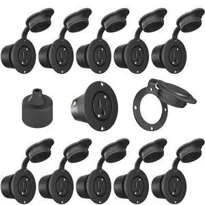 5279 15 Amp 120-125 Volt, NEMA 5-15 Flanged Outlet, Black Commercial Grade, 2 Pole-3 Wire, Straight Blade Plug Outdoor Receptacle, Surface Mount Outlet (Front & Back Covers, 10-Pack) 5279 15 Amp 120-125 Volt, NEMA 5-15 Flanged Outlet, Black Commercial Grade, 2 Pole-3 Wire, Straight Blade Plug Outdoor Receptacle, Surface Mount Outlet (Front & Back Covers, 10-Pack)