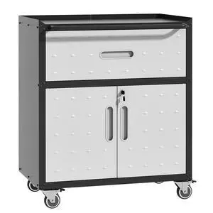Metal Mobile Tool Storage Cabinet with Wheels,Heavy Duty Rolling Tool Cabinets for Garage,Metal Storage Cabinets with 2 Locking Doors and 1 Drawer,Assembly Required Metal Mobile Tool Storage Cabinet with Wheels,Heavy Duty Rolling Tool Cabinets for Garage,Metal Storage Cabinets with 2 Locking Doors and 1 Drawer,Assembly Required