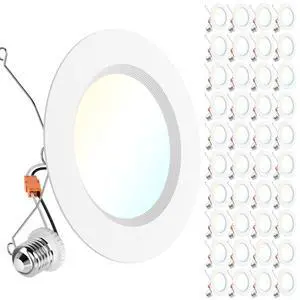 Sunco 40 Pack 6 Inch LED Recessed Light Retrofit, Can Lights for Ceiling, 1700 LM High Brightness, Selectable CCT 2700K/3000K/4000K/5000K/6000K, 17W=120W, Dimmable, Baffle Trim, Damp Rated UL Sunco 40 Pack 6 Inch LED Recessed Light Retrofit, Can Lights for Ceiling, 1700 LM High Brightness, Selectable CCT 2700K/3000K/4000K/5000K/6000K, 17W=120W, Dimmable, Baffle Trim, Damp Rated UL