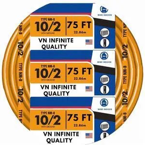 Solid Indoor 10/2 W/G NMB Cable Non-Mettallic Residential Indoor Wire (75ft) Solid Indoor 10/2 W/G NMB Cable Non-Mettallic Residential Indoor Wire (75ft)