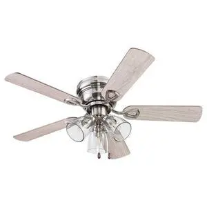 Renton Ceiling Fan with 3 Speeds & LED Light Bulbs, 42", Brushed Nickel - Quiet Indoor Air Cooling with 5 Reversible Blades & Pull-Chains, for Low Ceilings & Rooms Up to 350 Sq Ft Renton Ceiling Fan with 3 Speeds & LED Light Bulbs, 42", Brushed Nickel - Quiet Indoor Air Cooling with 5 Reversible Blades & Pull-Chains, for Low Ceilings & Rooms Up to 350 Sq Ft