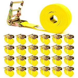 Endless Ratchet Straps (25-Pack), 2 Inch x 20 Foot Hookless Ratchet Straps, 6,000 LBS Break Strength, Black Tie Downs for Flatbed Trailers or Trucks, Great for Cargo Bundling Endless Ratchet Straps (25-Pack), 2 Inch x 20 Foot Hookless Ratchet Straps, 6,000 LBS Break Strength, Black Tie Downs for Flatbed Trailers or Trucks, Great for Cargo Bundling